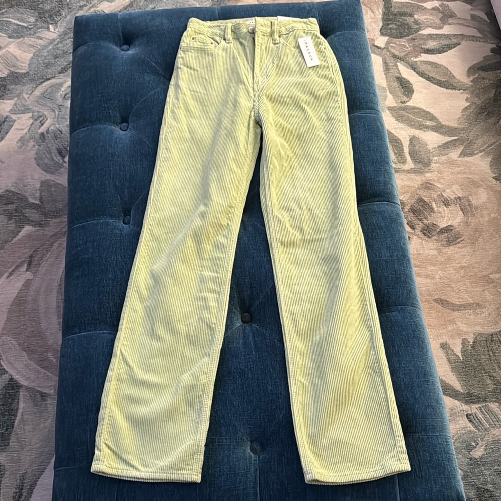 Pacsun 90s Boyfriend corduroy pant. Color is sea foam green.